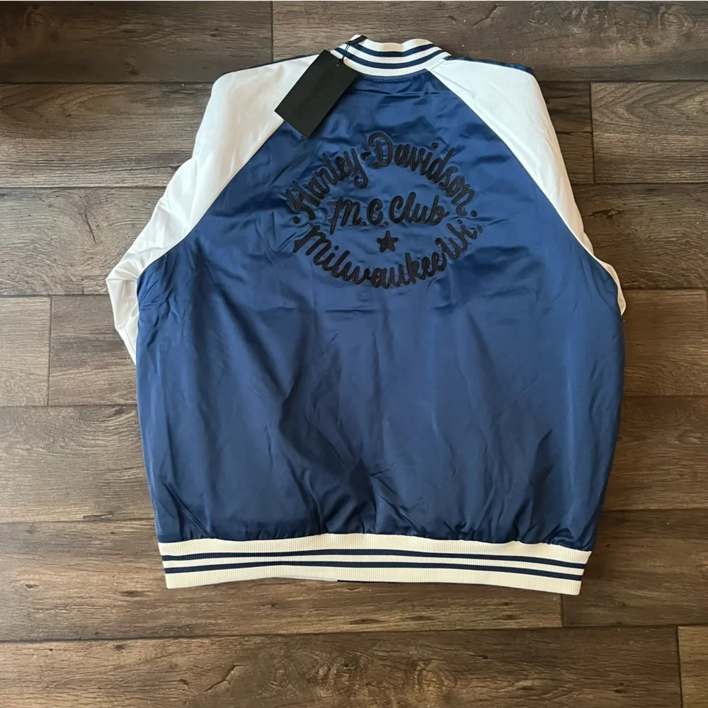Harley Davidson Men's Club Crew Bomber Varsity Jacket Blue Size XXL - Picture 6 of 8